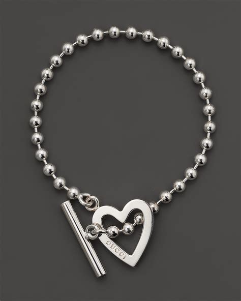 gucci toggle silver heart bracelet